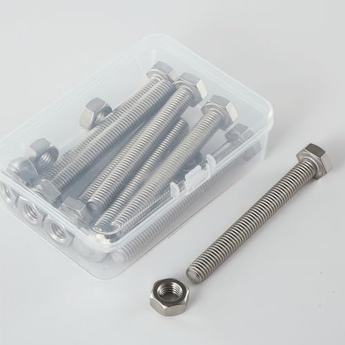 M8-1.25x65mm Hex Bolt and Nut Kit 8set, 304 Stainless Steel (A2-70), Full Thread, Bright Finish, Machine Threaded for Automotive, Machinery, DIY - size: M8x65mm(8 Sets)