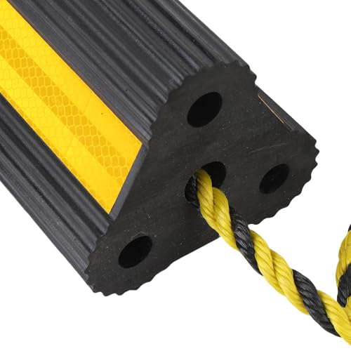 Tyenaza Wheel Chocks Heavy Duty Rubber Wheel Blocks Anti Slip Tire Stopper Blocks with Rope and Reflective Strips for Trailers Camping Vehicle Truck