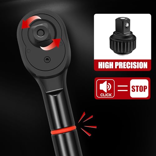 1 Inch Drive Click Torque Wrench-200-1300 Ft-Lb for Truck, Tractor | Dual-Direction Adjustable 24 Tooth Torque Wrench(271-1762.5N.m), 3% Accuracy for HD Vehicles Wind Turbine Maint.Heavy Equip. - style: 1"DR. 200~1300 FT-LB