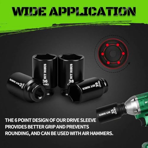 1/2 Inch Drive Deep Impact Socket Set,12 PCS Extended Socket Set, 6-Point Metric, Cr-Mo Steel - color: 12pcs 1/2" Metric