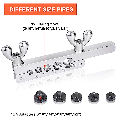 Brake Line Kit, 3/16" Brake Line Flaring Tool Kit, Copper Coated Brake Line (With 16 Fittings and 4 Threads Unions) and Double & Single Flare Tool (With Tube Cutter And 5 Adapters) - size: 3/16" Brake Line Kit