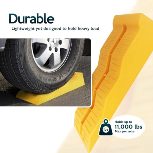 ZONETECH Automotive Leveling Ramps - 12 Packs Premium Quality Camper Trailer SUV Car Wheel Chocks, Leveler, Stabilizer on Uneven Ground- Great for Leveling and Raising Auto - color: Yellow 12