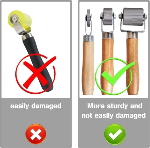 Tire Patch Roller Compaction Tool Automobile Tyre Repair Tube Stitch Puncture Rolling Wheel with Wooden Handle 7.28 Inch- 2cm - color: 20mm