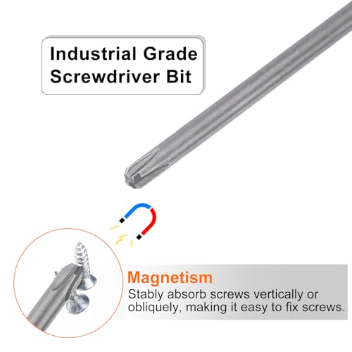 HARFINGTON 5pcs #2 Phillips Screwdriver Bit PH2 1/4" Hex Shank 6" (150mm) Long Magnetic S2 Steel Industrial Grade Screw Driver Bit Cross Head Electric Drill Bits 0.118" (3mm) Rod - size: PH2 x 150mm x 3mm