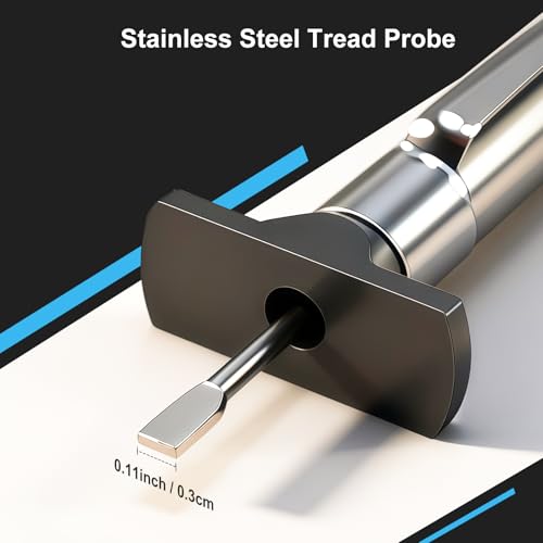 Tire Tread Depth Gauge 1/32 Inch & 25mm, 6-Sided Color Coded Tread Depth Gauge with Pocket Clip, Dual Scale for Car,Truck,Moto,Glow-in-The-Dark - size: 1PCS