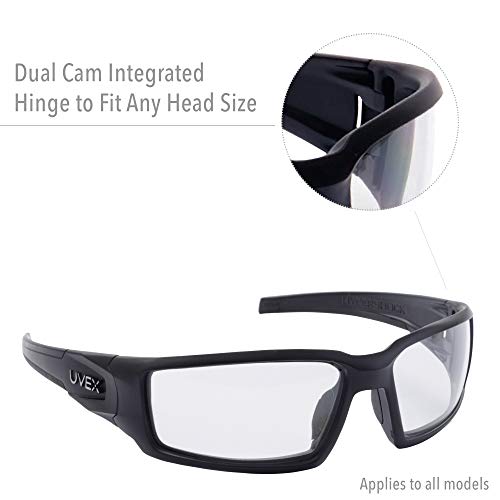 Honeywell Uvex Hypershock Safety Glasses, Black Frame with SCT-Blue Lens & HydroShield Anti-Fog Coating (S2951HS)