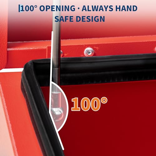 Industrial Steel Truck Tool Box w/Gas-Shock Lid, Pry-Resistant Security & Weatherproofing Toolbox Organizer Chest Fits Pickup, Truck Bed, RV, Trailer - color: Red, size: 15X15X36 inch