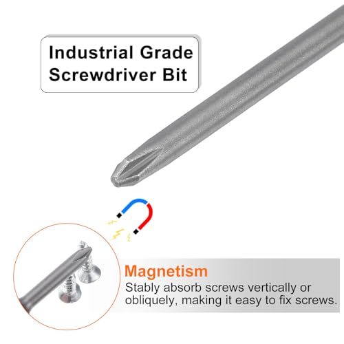 HARFINGTON 5pcs #1 Phillips Screwdriver Bit PH1 1/4" Hex Shank 6" (150mm) Long Magnetic S2 Steel Industrial Grade Screw Driver Bit Cross Head Electric Drill Bits 0.118" (3mm) Rod - size: PH1 x 150mm x 3mm