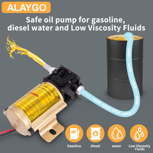 12 V Fuel Gasoline Transfer Pump Kit | Transfers Up to 125 Gallons of Gasoline Diesel Or Water per hour,Great for Vehicles, Boats, Equipment(No temperature at work) - color: 2 kit-gold