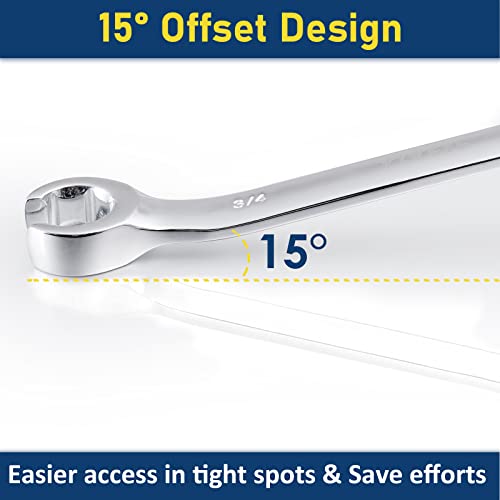 YIYEIE 11-Piece Flare Nut Wrench Set Bunlde, Metric & SAE, 9-21mm & 1/4" to 15/16'', 6 Point Open End, 15° Offset, CR-V Steel, Line Wrenches with Carrying Pouch