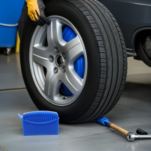 ULTECHNOVO Car Cleaning Brush and Tire Shine Applicator Set 2pcs with Storage Stand, Automotive Interior Dusting Brush and Foam Sponge for Tire and Wheel Detailing, Reusable Car Care Tool