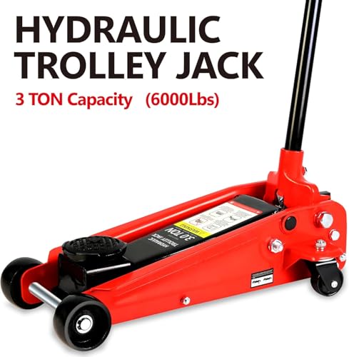 3 Ton Low Profile Floor Jack, Heavy Duty Floor Jack with Single Piston Quick Lift Pump, Steel Car Jack Adjustable Height 5.1"-20", Hydraulic Trolley Floor Jacks 3 Ton/6000 LB Capacity, Red - color: Red - 3 Ton(Single Pump), Lift 5.1"-20"