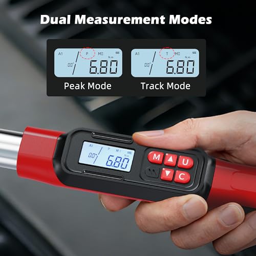 3/8" Digital Angle Torque Wrench, 5-99.6 Ft.lb, ±2% Accuracy, 8pcs | Electronic Torque Wrench with 0.1° Angle Mode, LED Display, Buzzer Alerts for Automotive, Motorcycle & Engine Repair - size: Angle 3/8" 6.8-135N.m/5-99.6Ft.lb