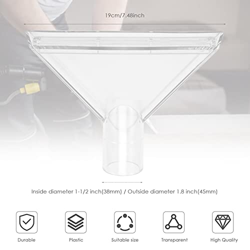 Extractor Tool Large Clear Head for Upholstery & Carpet Cleaning, Car Detailing Vacuum Wand for Portable Extractors A, 19cm - size: 19cm