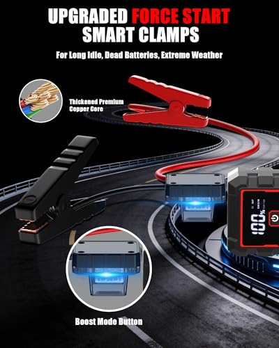 Jump Starter Battery Jumper Starter Portable Jump Box for Car Battery 5000A | Car Battery Jumper (Up To 10.0L Gas And 10.0L Diesel) With Led Display, Led Light, 12V Jumper Cablesand Compass - color: 5000A