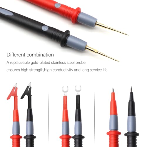 22-Piece Multimeter Test Lead Kit, Back Probe Test Leads,Multimeter Probes,Test Leads with Alligator Clips, Replaceable Gold-Plated Probes,Soft Silicone Wire ,for Digital Multi Tester