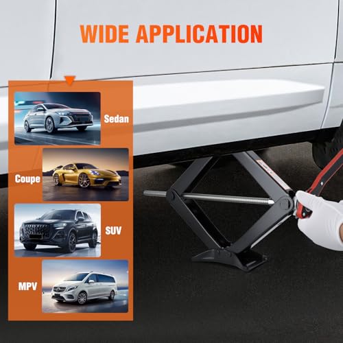 Nilight Scissor Jack Kit for Car 1.5 Ton(3307 lbs), Heavy Duty Portable Steel Scissor Lift Jack Car Tire Changing Kit with Ratchet & Lug Wrench for Sedan SUV MPV, 3.9''-13.6'' Lifting Range, Black - size: 1.5T with Ratchet & Lug Wrench Kit, Black