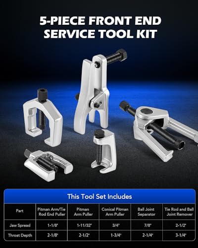 OMT Ball Joint Separator, Tie Rod End Tool Set, Pitman Arm Puller | Includes 5pc Popular Tools for Servicing Ball Joints, Tie Rods, and Pitman Arms, Blue Case Silver Puller - color: Blue Case Silver Puller