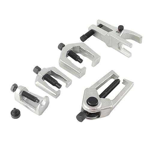5Pcs Front End Suspension Service Kit, Ball Joint Tie Rod Separator Puller Set, Heavy Duty Forged Steel Car Repair Tool with C Shape and L Shape Pullers for Professional Mechanics