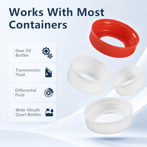 Fluid Transfer Pump for Gallon Quart Bottles - 4 Cap Adapters 38mm 40mm 43mm 50mm with Extension Tubes - Oil Transmission Gear Fluid ATF Hand Pump for Wide Mouth,and Fluid Pump - color: 30cc fluid pump 1 pack