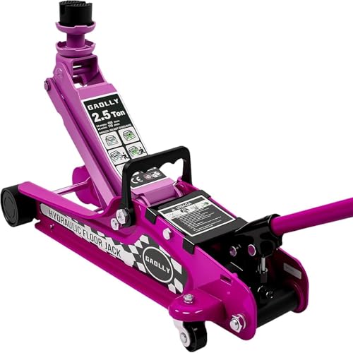 2.5 Ton Floor Jack Low Profile, Heavy-Duty Steel Racing with Single Piston Lift Pump, Lifting Range 4.5"-15.94" (Pink)