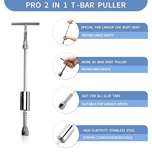 97PCS Dent Puller Kit, Paintless Auto Body Dent Repair Kit with Golden Lifter, Slide Hammer T-bar Dent Puller, Bridge Puller, Suction Cup and Glue Gun for Car Dent Remove Auto Body Dent Removal Kit