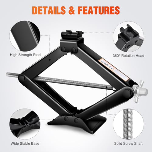 Nilight Scissor Jack for Car 1.5 Ton(3307 lbs), Heavy Duty Steel Scissor Lift Jack Car Kit with Ratchet Wrench for Sedan SUV MPV Tire Changing, 3.9''-13.6'' Lifting Range Portable Small Jack Black - size: 1.5T with Ratchet Wrench, Black