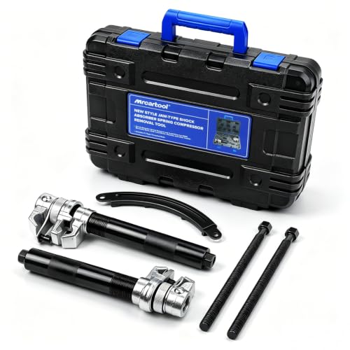 2-Jaw Coil Spring Compressor 4-Rod Strut Tool for BMW Audi Porsche LR | 4-rod 45 steel with arc support arm,fits 90-180mm diameter and 220-380mm height,forged jaws, hard case,for European cars.