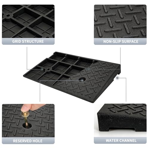 Rubber Curb Ramps for Driveway Sidewalks Shed Entry 2 Inch Rise Height 2 Pack 19.68" L x 9.84" W Threshold Ramp for Cars Motorcycles Lawn Mowers 7000lbs Load Capacity - size: 2''Height