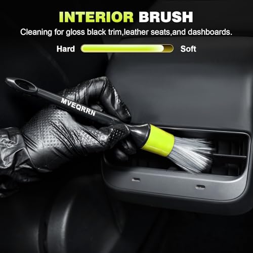 MVEQRRN 7PCS Car Detailing Brush Set,Boars Hair Detail Brush kit(Green) | Ultra Soft No Scratch,Car Dust Brush,Car Detailing Brushes Kit,Detail Brushes Car Detailing for Interior Exterior - color: 7PCS detailing brush green