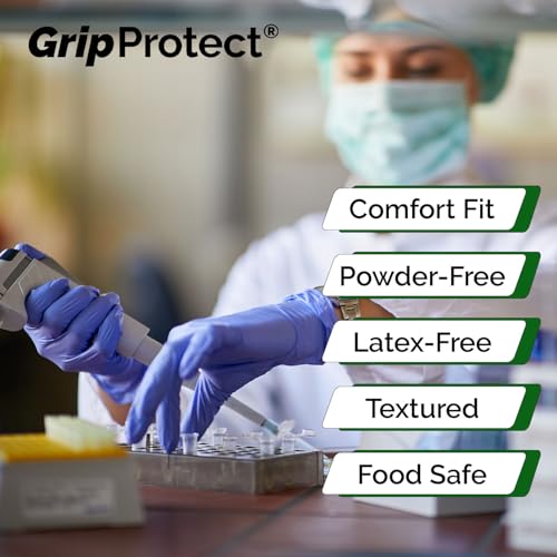 GripProtect Precise Nitrile Gloves 4 Mil, Chemical Resistant Gloves | Medium Textured Grip for Mechanics, Tattoos, Food Prep & Cleaning – Medical Grade Disposable Gloves, 100 Count - size: Medium (Pack of 100)