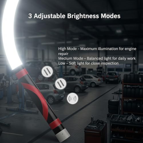 Flexible LED Flashlight Stick,27-Inch Rechargeable Mechanic Flashlight with 3 Brightness Modes & Hands-Free Positioning,Portable Inspection Light for Car Repair, Plumbing& Outdoor Use (Only)