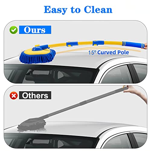 Mveqrrn Scratch-Free Car Wash Brush, Extendable Long Handle Mop (Blue) | Chenille car wash mop accessories, cleaning brush supplies, microfiber replacement head, for cars trucks RV - color: Blue-002