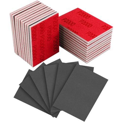 24Pcs Sanding Sponge 2000 Grit Wet Dry Soft Foam Hand Sander Block | 3x4 Inch Soft Foam Conforms to Curves and Edges, Hook and Loop Backing, Ideal for Wood Metal Furniture - size: 24pcs 2000 Grit, style: Aluminum