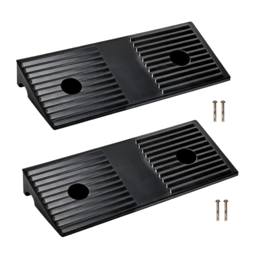 2.0 Inch Rise Rubber Curb & Threshold Ramp 2 PCS 16.93"x5.91" | 7000lbs capacity, suitable for driveway, sidewalk, shed entry, cars, motorcycles, lawn mowers, Durable, Sturdy - size: 2.0"Height