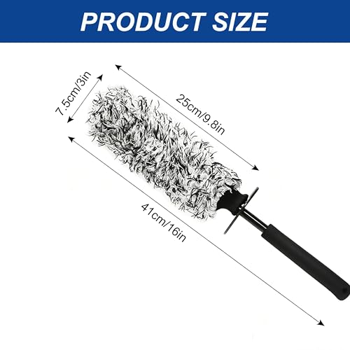 Wheel Barrel Brush, 2026 New Car Wheel Cleaner Brushs Long Handle Microfiber Wheel, Non Scratch Car Detailing Brush for Rim Cleaning and Car Detailing (1Pcs Black) - color: 1Pcs Black