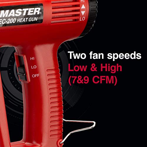 Master Appliance EC-200K Variable Temperature Heat Gun Kit, Heat Gun for Wire Connectors, Heat Gun Kit for Paint Stripping, 120V, 10 Amps, 1200W - USA Company