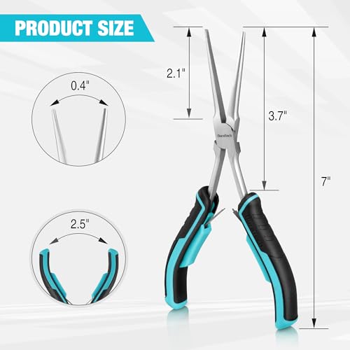 DURATECH 7" Long Reach Needle Nose Pliers, Extra Long Nose Pliers | Smooth Jaws, Jewelry Making, Wire Bending, Small Object Gripping, NARROW Space - style: 1PC