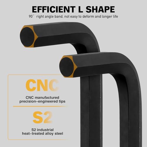 ELEAD 15-Piece SAE Hex Key Allen Wrench Set with Extension Bar, 3/64-3/8 Inch, Long Arm Ball End Design, Heat-Treated S2 Steel - style: 15PCS SAE