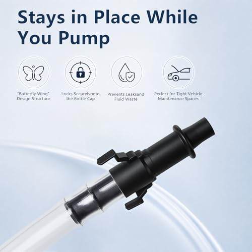 Fluid Transfer Pump for Gallon Quart Bottles - 4 Cap Adapters 38mm 40mm 43mm 50mm with Extension Tubes - Oil Transmission Gear Fluid ATF Hand Pump for Wide Mouth,and Fluid Pump - color: 30cc fluid pump 1 pack