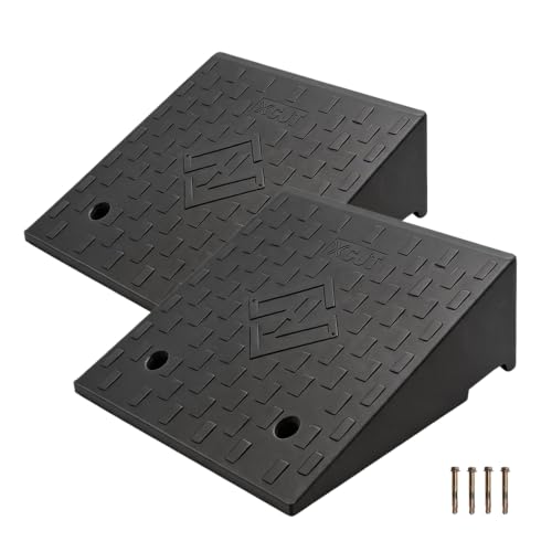Rubber Curb Ramps for Driveway Sidewalks Shed Entry, 6.7 Inch Rise Height 2 Pack 19.68" L x 19.68" Threshold Ramp for Cars, Motorcycles, Lawn Mowers, 7000lbs Load Capacity - size: 6.7"*19.69"*19.69"