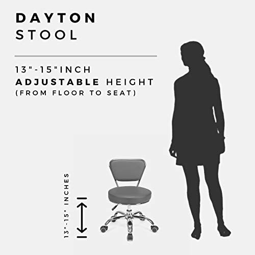MAYAKOBA Dayton Rolling Stool with Backrest – Storm Gray Pneumatic Seat, Adjustable Height 13"-15", Ergonomic Design for Home Office, Garage, Gardening, Lab, School, Mechanic Tasks - color: Storm Gray