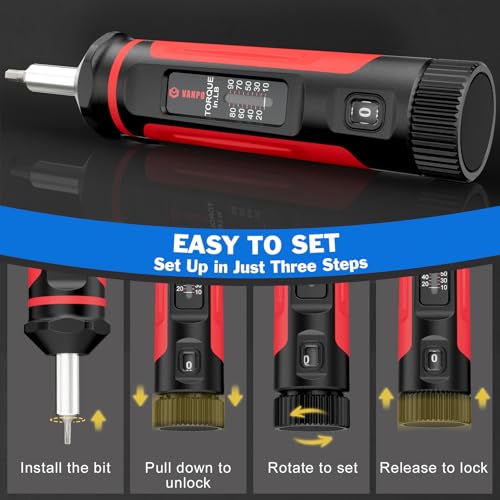VANPO Torque Screwdriver 10-90 in-lb, 1/4" Drive Precision Driver Set | Inch Pounds Torque Wrench, 60 S2 Steel Bits for Gunsmithing, Bike Repair, Scope Mounting, Maintenance, DIY - size: 10-90In-lb