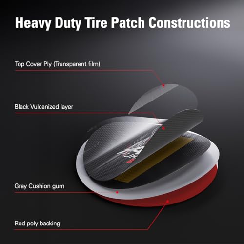 CKAuto 100 pcs All Purpose Round Tire Patches Heavy Duty Assortment | Multi-Purpose Tire Patch Kit for Inner Tubes & Tubeless Tires, Tight Vulcanized Seal Fits Cars Trucks Motorcycles Bikes - size: Mix 100pcs