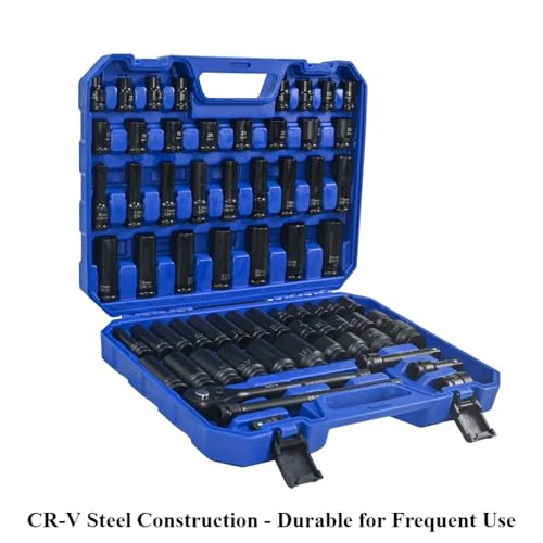 Pneumatic Accessory Kit — Comprehensive Air Tool Socket & Extension Set with Ratchet, Universal Joint, Blow-Mold Case (Set 2) - color: Set 2