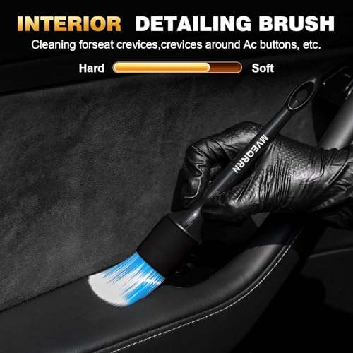 MVEQRRN 10PCS Car Detailing Brush Set,Boars Hair Detail Brush Kit(Black) | Ultra Soft No Scratch, Car Dust Brush,Car Detailing Brushes Kit, Detail Brushes Car Detailing for Interior Exterior - color: 10pcs detail brush set black