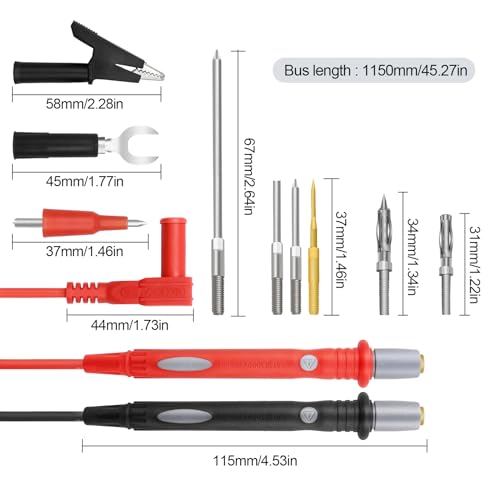 22-Piece Multimeter Test Lead Kit, Back Probe Test Leads,Multimeter Probes,Test Leads with Alligator Clips, Replaceable Gold-Plated Probes,Soft Silicone Wire ,for Digital Multi Tester