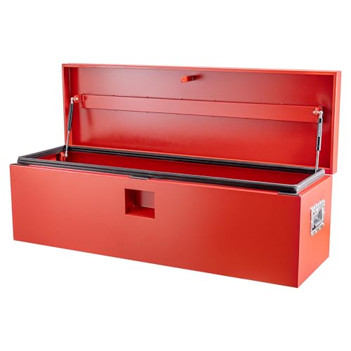 Industrial Steel Truck Tool Box w/Gas-Shock Lid, Pry-Resistant Security & Weatherproofing Toolbox Organizer Chest Fits Pickup, Truck Bed, RV, Trailer - color: Red, size: 15X15X36 inch