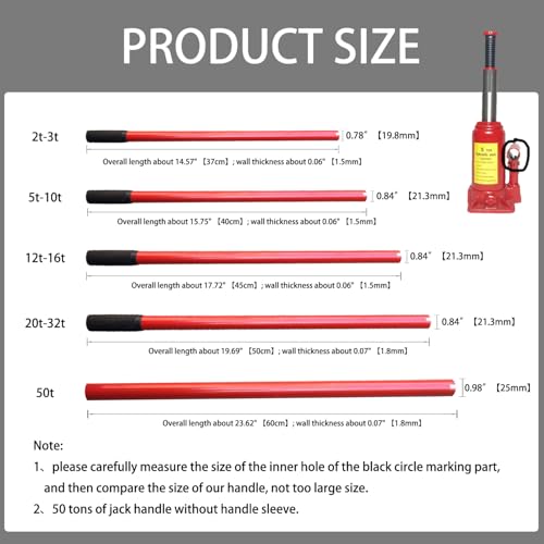 Bottle Jack Handle Replacement,Floor Jack Hand Jack Bottle Jack Hydraulic Jack Trailer Jack Handle Replacement for Car SUV Truck Bottle Jack Handle Replacement Rod(red,20t-32t)