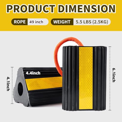 Wheel Chocks for RV Trailer Camper, Truck,Travel Trailer,Car | 2 Pair /4pack RV ,Camper Chock Blocks Rubber Wheel Chocks Heavy Duty Tire Stopper with Rope & Reflective Strips - size: 2 Pair(4 pack)